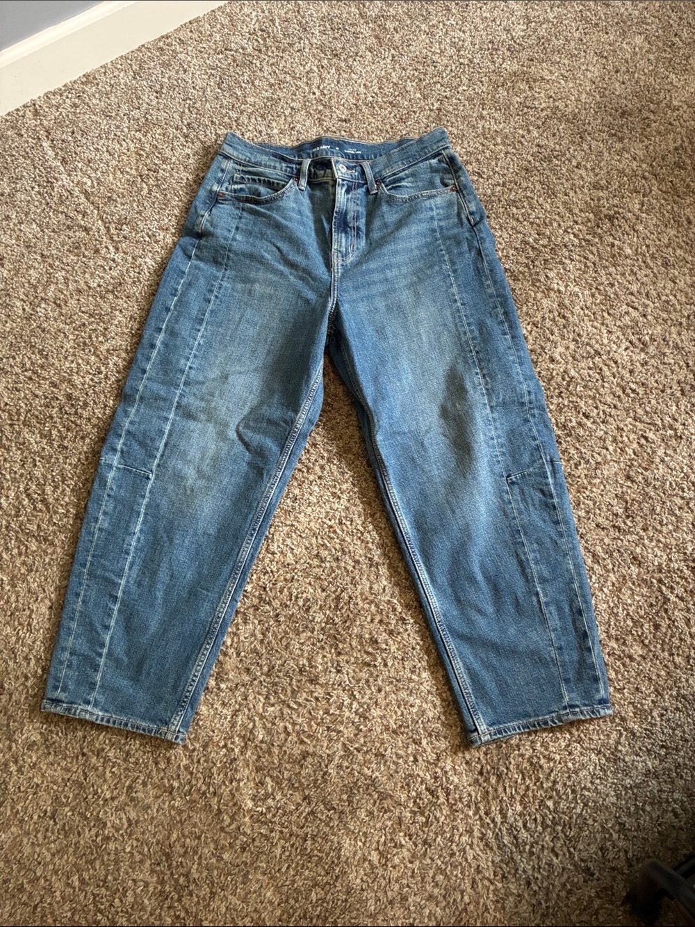 Old Navy Dark Blue High-Rise Barrel Leg Jeans